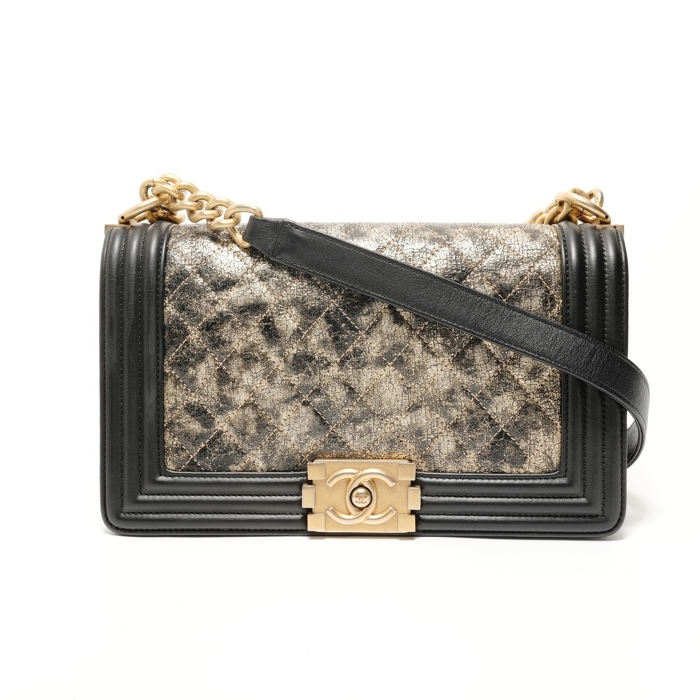 Chanel Boy Metallic Shoulder Bag Gold